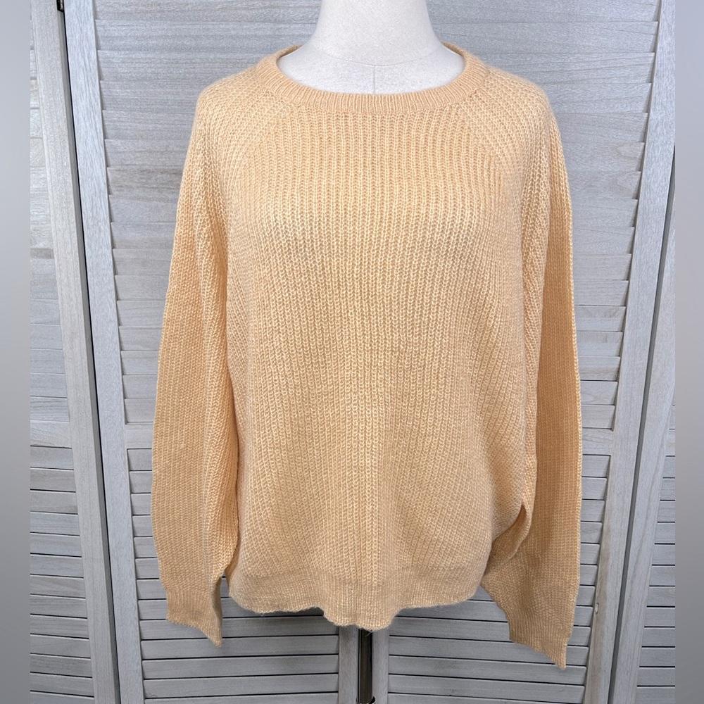 BRAVE SOUL LONDON Crew Neck Balloon Sleeve Sweater Biscuit-Small